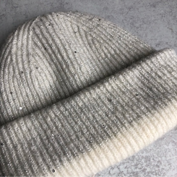 Hat Attack Sparkle Sequin Beanie Winter White